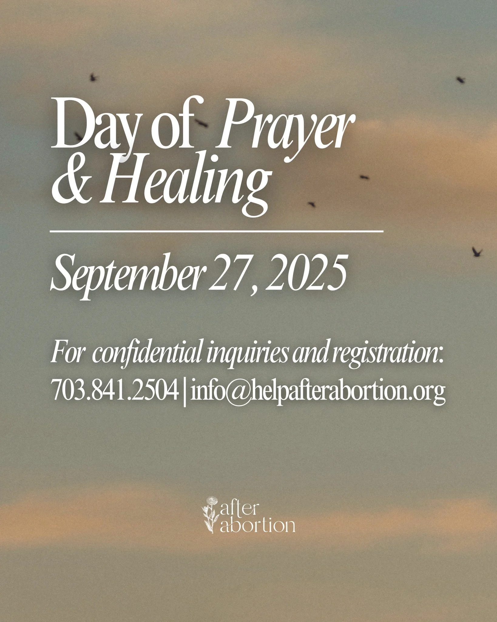 If you're carrying the weight of a past abortion, you&rsquo;re not alone &mdash; and you don&rsquo;t have to hold it all by yourself.

Join us for a Day of Prayer &amp; Healing on September 27, 2025 &mdash; a quiet, supportive space to reflect, rest,