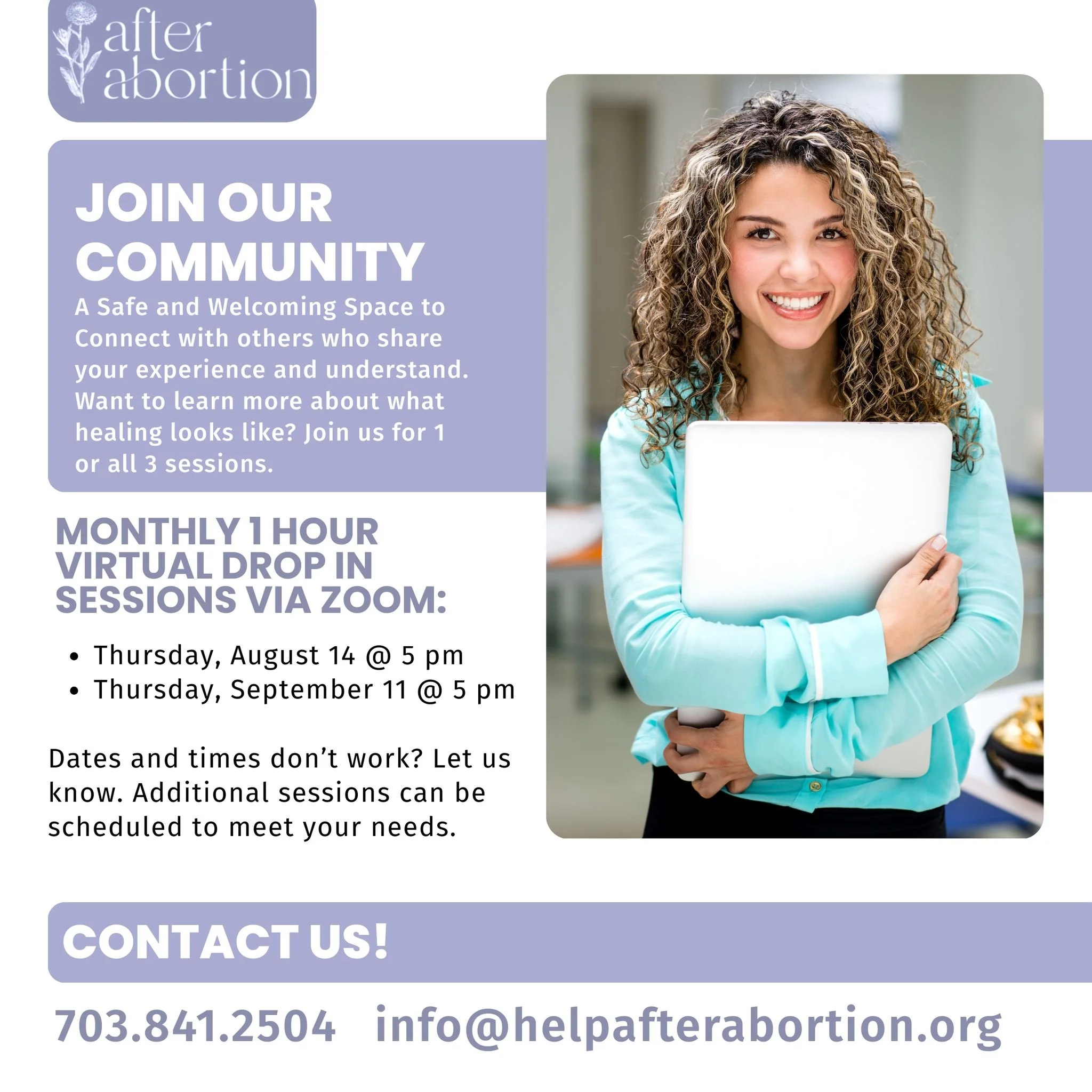 Our August Zoom Drop-In session is tomorrow! Get in touch with us today to get the link! We're here for you and ready to walk with you.💜