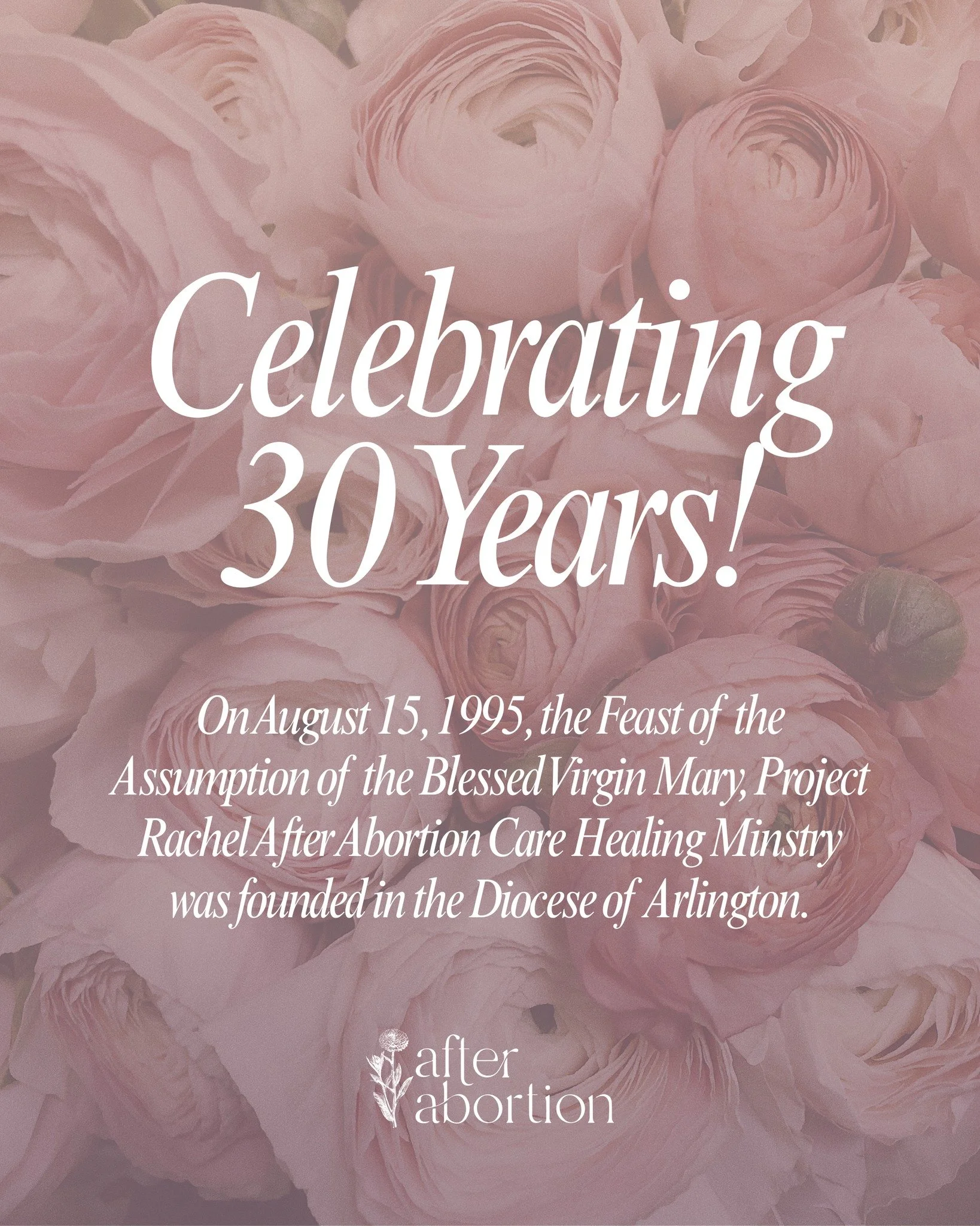 Today, the Project Rachel After Abortion Care Ministry in the Catholic Diocese of Arlington is celebrating 30 years of community, support and healing! We are so grateful for these past three decades and look forward to many more. 💜