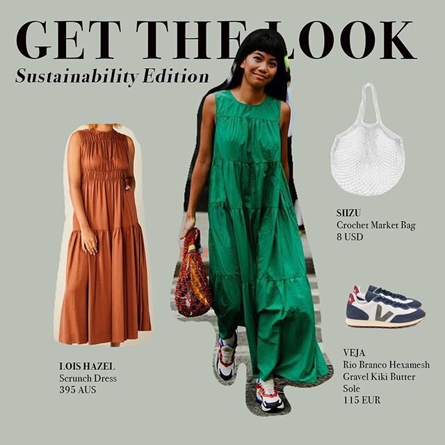 Summer is here: here&rsquo;s a sustainable swap for you!⁣
⁣
🌿Where would you wear this outfit?⁣
⁣
Model: New York Fashion Week via @elleusa ⁣
Featured: @loishazel @siizu_official @veja ⁣