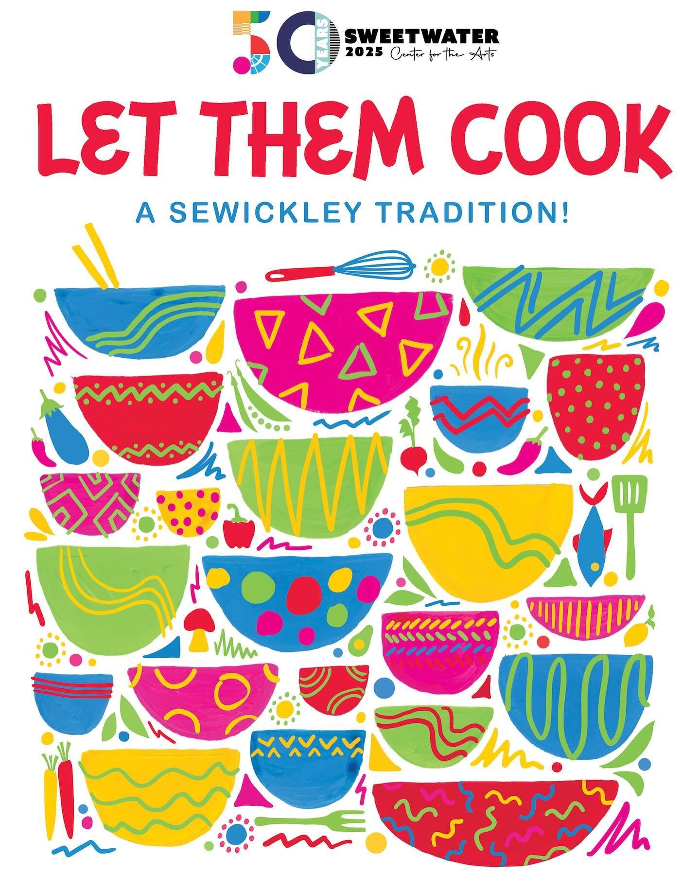 Let Them Cook 2024 poster design for @sweetwaterartcenter check out this unique culinary-meets-ceramics event, happening on April 19 in #Sewickley 🥣