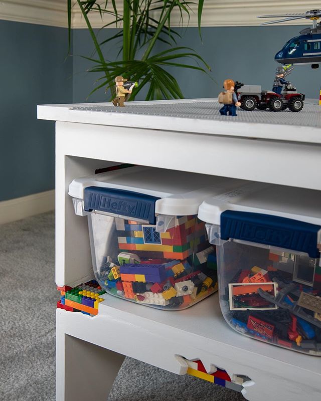 #tbt my first LEGO furniture integration experiment. I really dig how this table came out, and my boys love it too! What do you think of mixing LEGO in with a build? Link in bio if you want to check out the whole build!⁣⠀
.⁣⠀
.⁣⠀
.⁣⠀
#lego #table #le