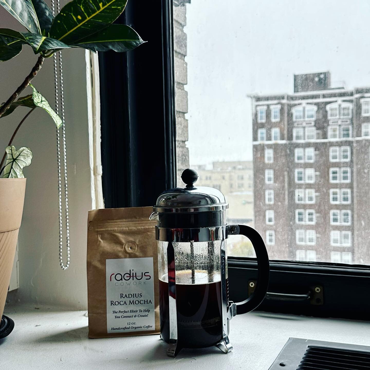 Snowing in April? The only way to cope is with a cup of Radius Roca Mocha. 🌨️☕️