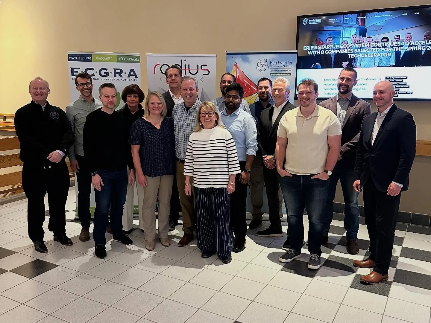 Today, Radius helped celebrate the 8 companies selected for the Spring 2026 Ben Franklin Technology Partners TechCelerator &mdash; 4 of which are Radius members! 🎉

Josh Burgess (DraftLine), Dylan Knight (Orderflow), James Lundin (DiveTrack), and Ya