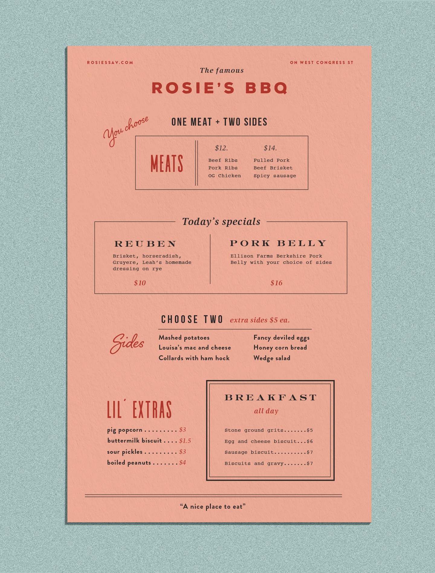 Rosie's BBQ: Menus