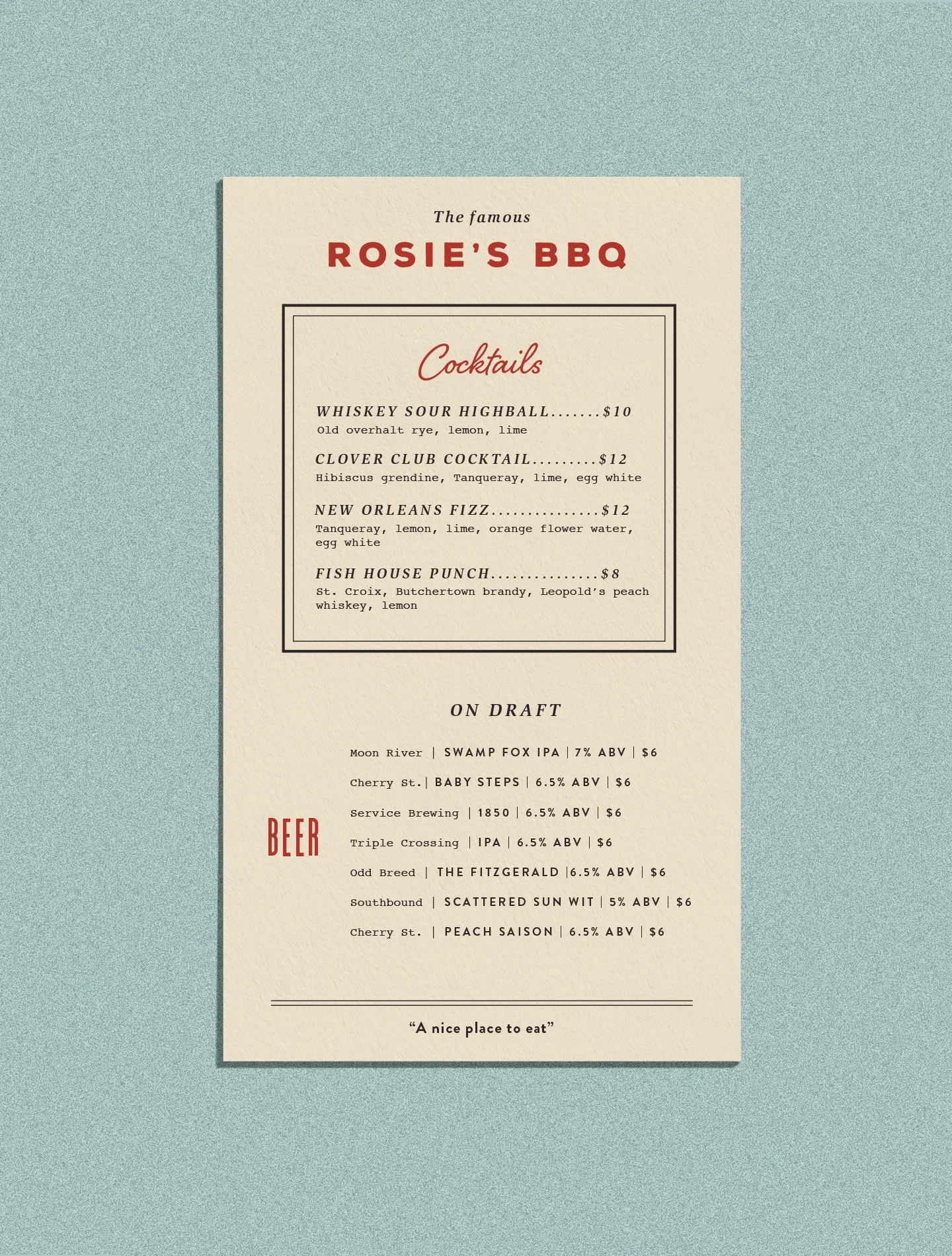 Rosie's BBQ: Menus