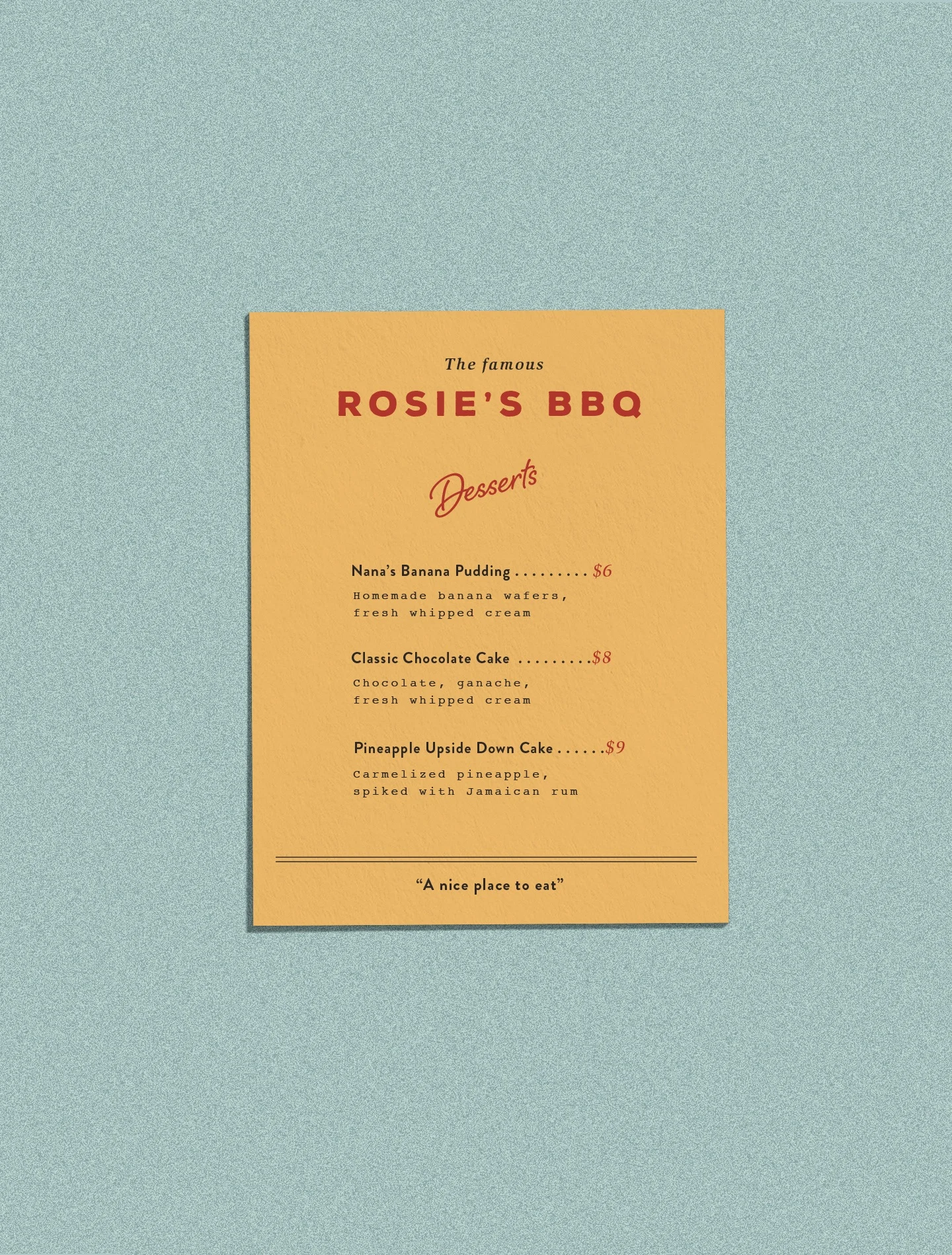 Rosie's BBQ: Menus