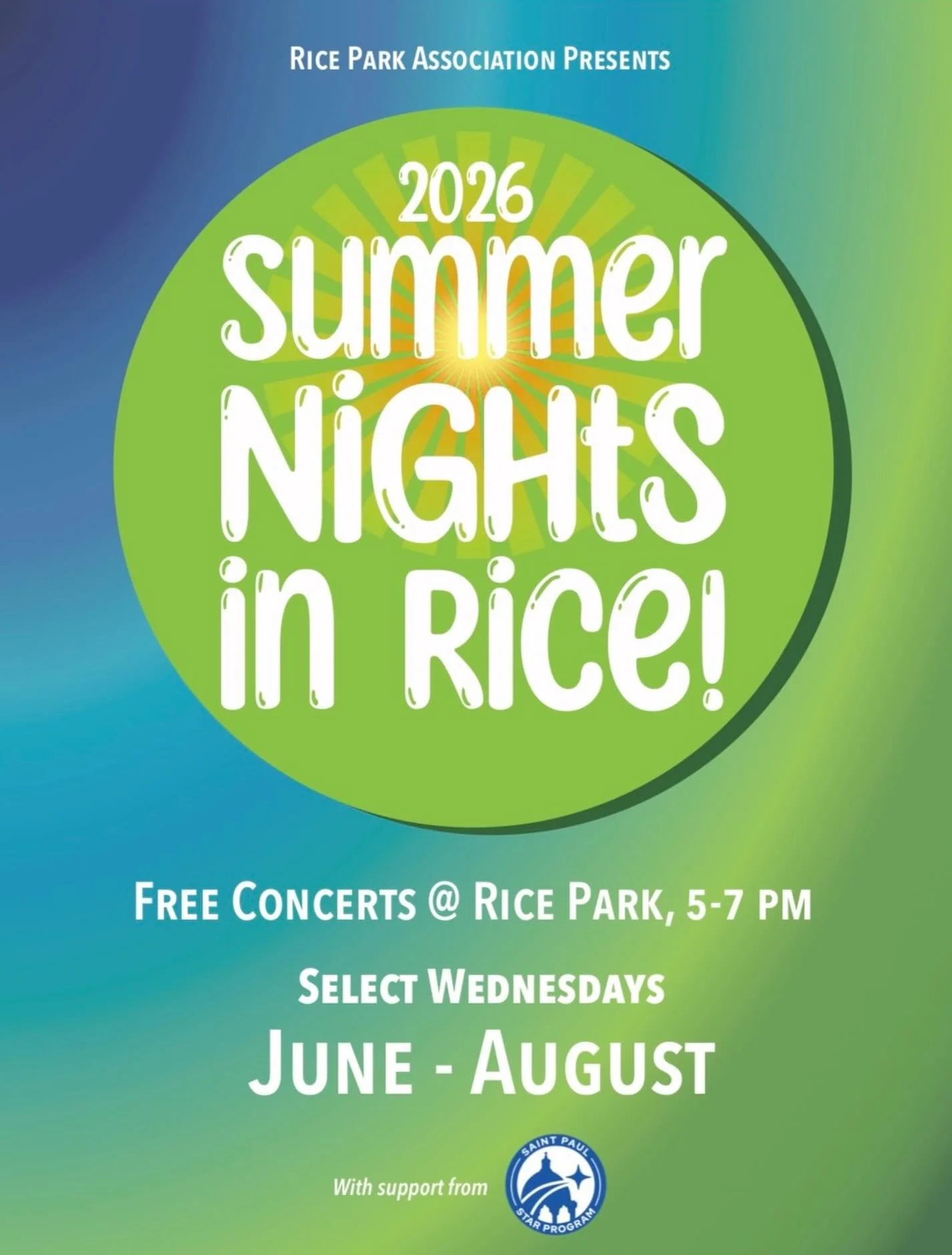 We are looking forward to kicking off the 2026 Summer Nights in Rice Park lineup! 🎶 
🎷 June 17 l 5-7PM 

Come out and enjoy live music, dancing, and community in the heart of downtown Saint Paul.

Bring your friends, grab dinner or happy hour downt