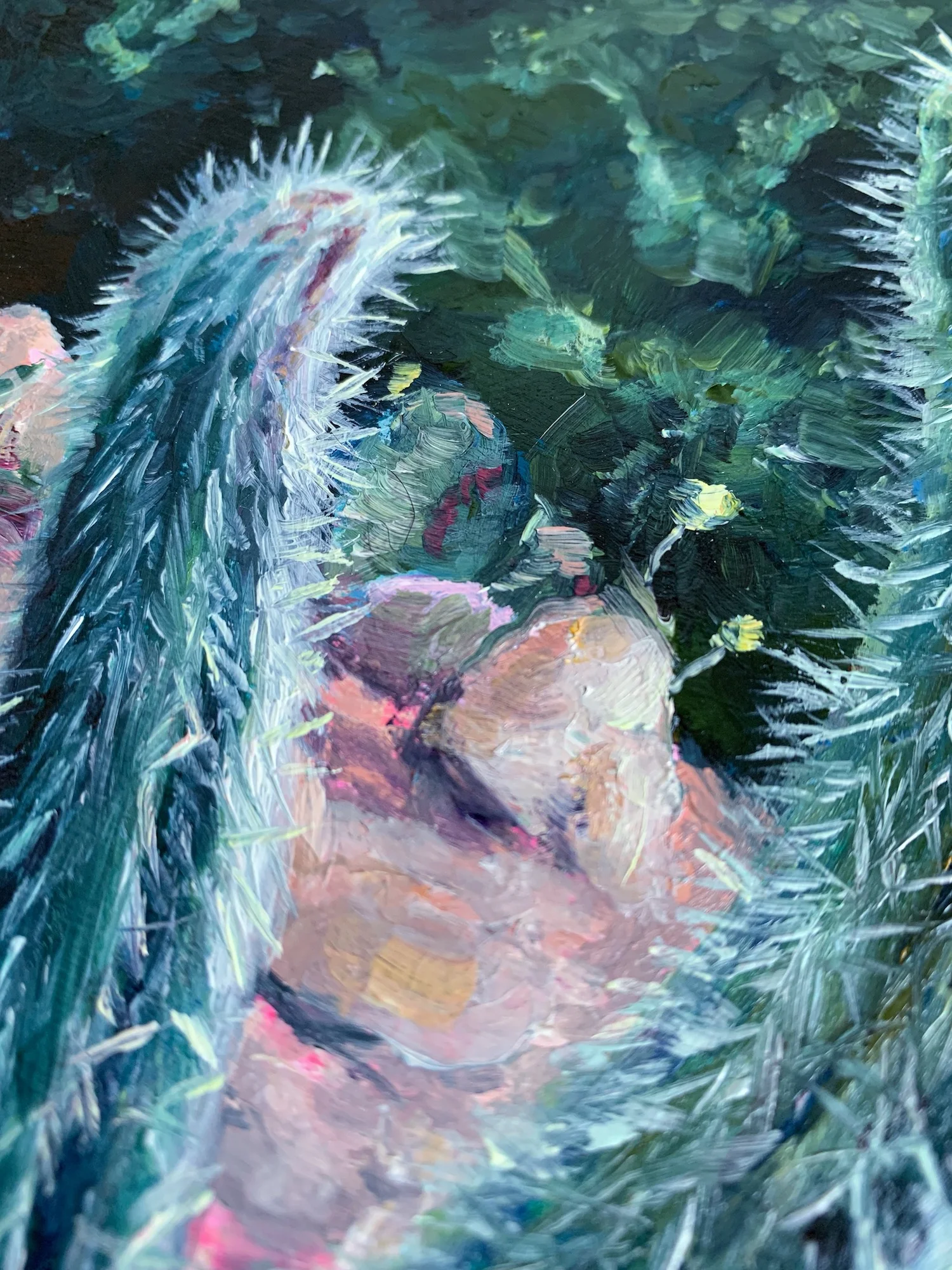 Detail of Snaking Cactus Oil Painting by Florida Artist Kara Valentino Ffield 