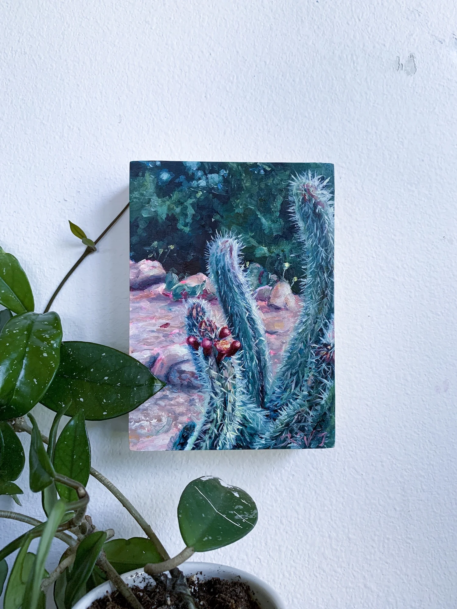 Snaking Cactus Oil Painting by Florida Artist Kara Valentino Ffield 