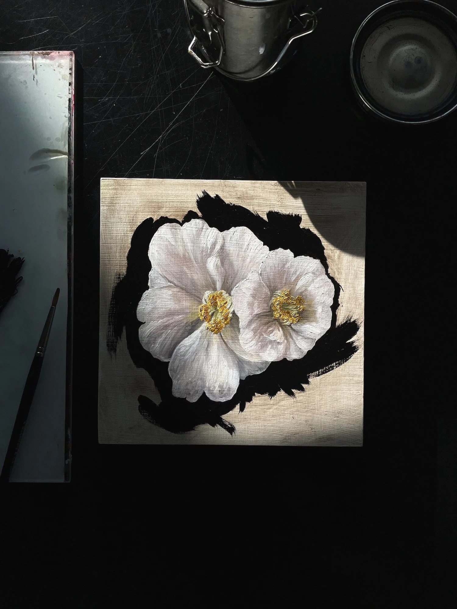 Behind-the-Scenes Studio| Birth Month Botanical Watercolors &amp; White Floral Oil Paintings