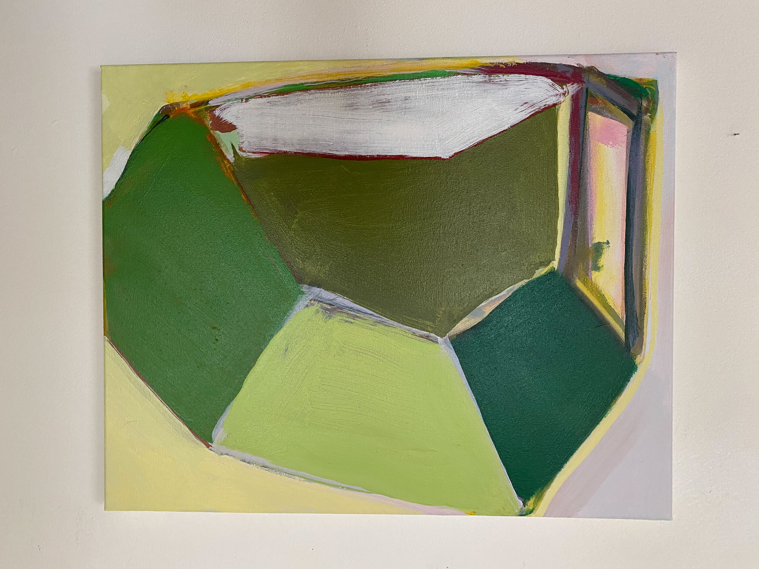 "Slowly Unfolding Form", acrylic on canvas, 16" x 20" (40.6cm x 50.8cm)