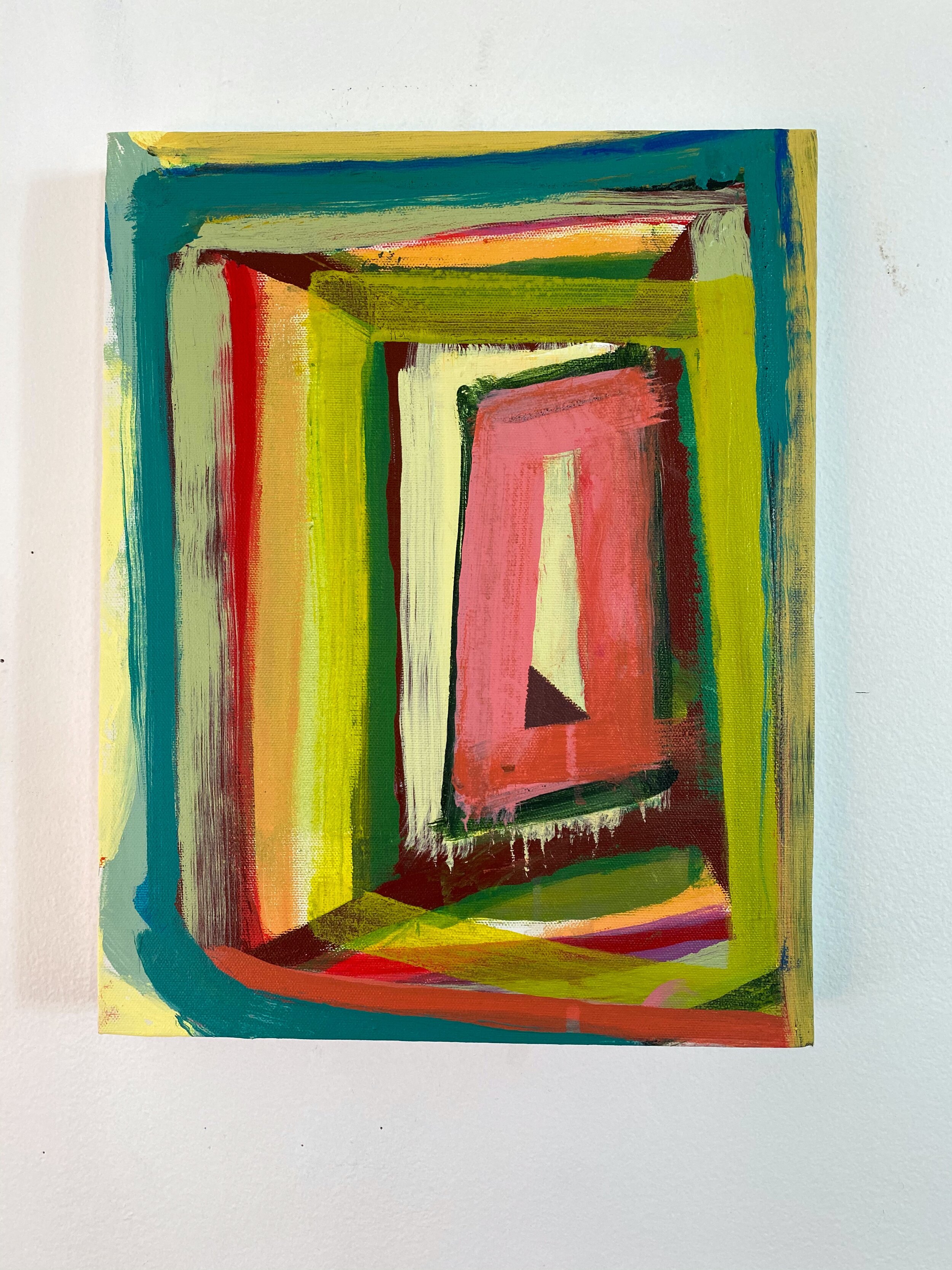 "Sunday Conversation", acrylic on canvas, 14" x 11" (35.56cm x 27.94cm)