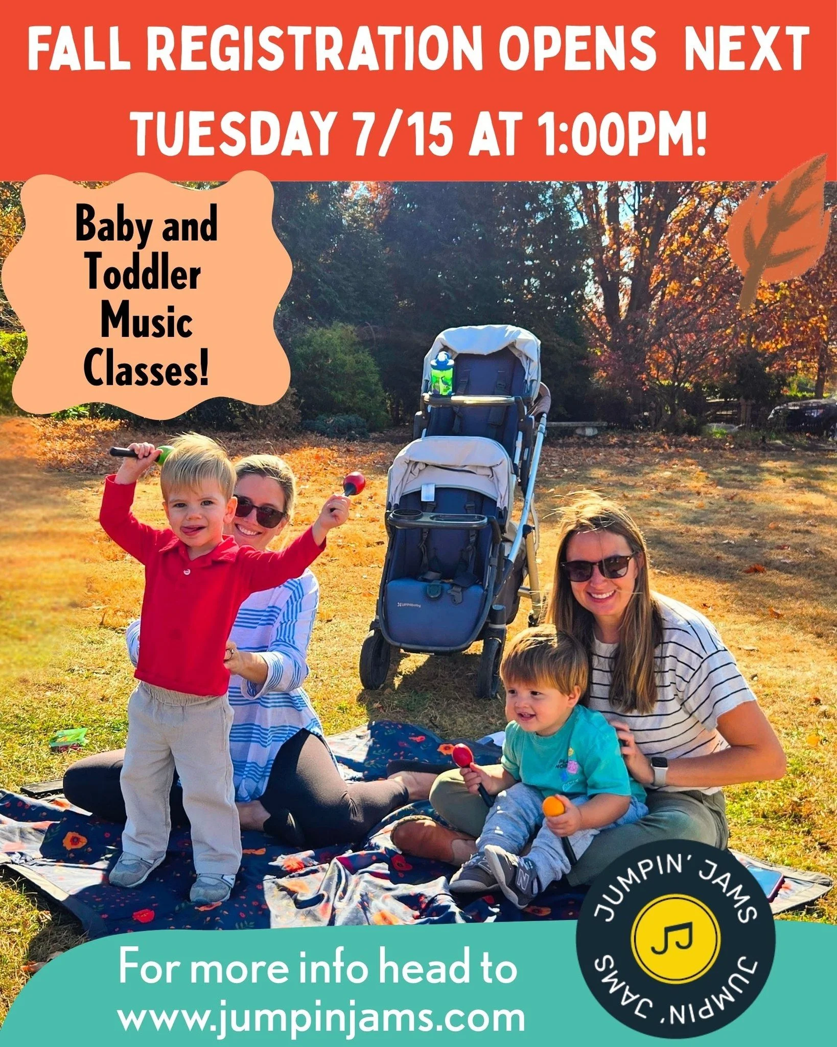 🎶 Fall Registration Opens Tuesday 7/15 at 1:00 PM! 🎶

Jumpin' Jams Fall Session runs Sept. 2&ndash;Nov. 21  and we&rsquo;re happy to announce an updated schedule, including exciting news for our Greenwich families! 

🎉 NEW in Greenwich:
We&rsquo;r