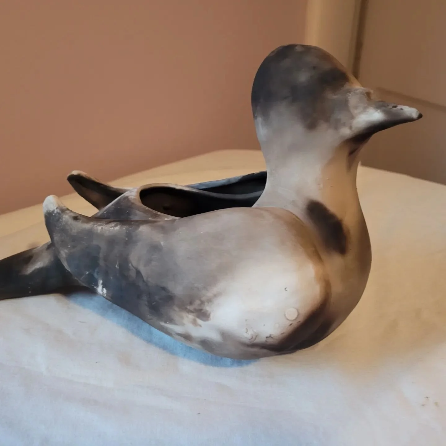 Peck here with some beautiful spots and markings. I love how dark those spots on his front are. Can be found at @beckerandraven 

#pigeon #dove #sculpture #ceramics #bird #clay #pitfired #myart #art #pitfiredpottery
