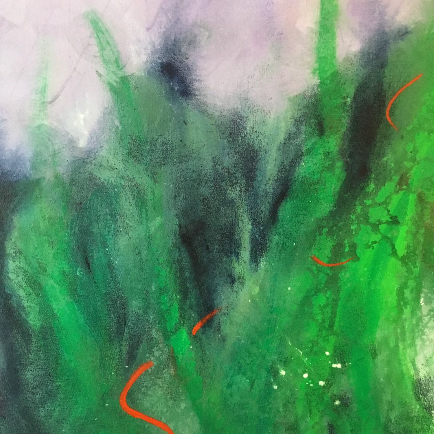 Detail from the painting Last Year , acrylic on canvas, Lynne Cameron 2018.