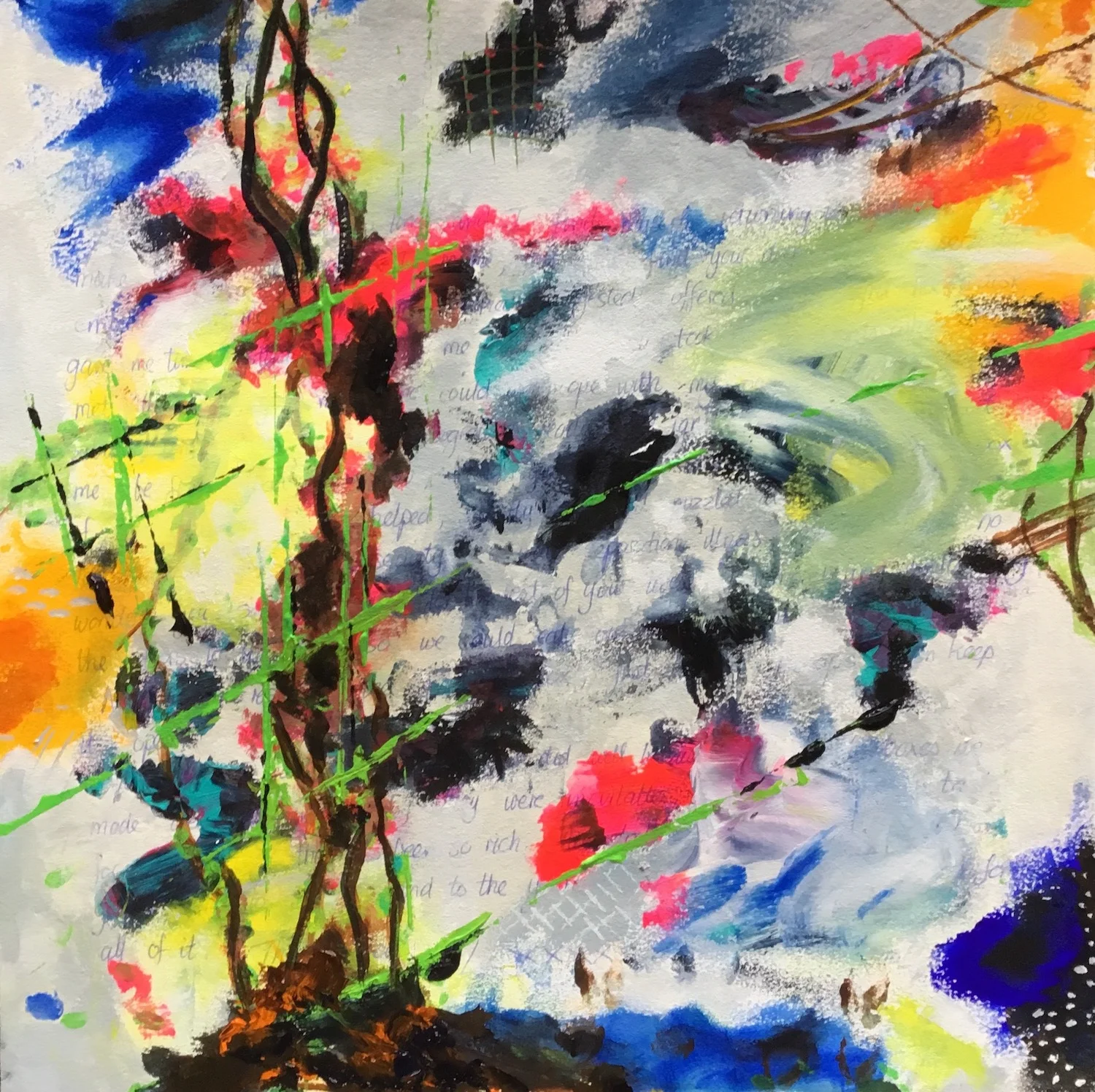 Unlocking the Doors. Thank You Letter series. Original painting by Lynne Cameron www.lynnecameron.com . acrylic on paper, 30 x 30 cm, 2018.