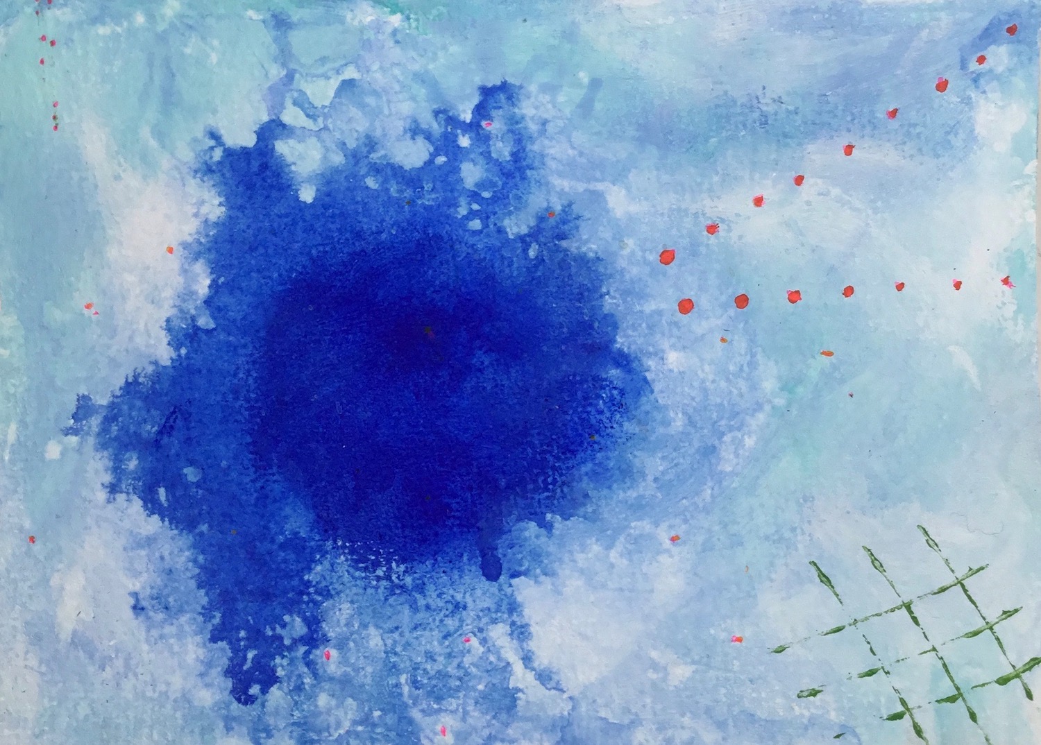 To the threshold. Original painting on a postcard, completed Saturday 10 August 2019.