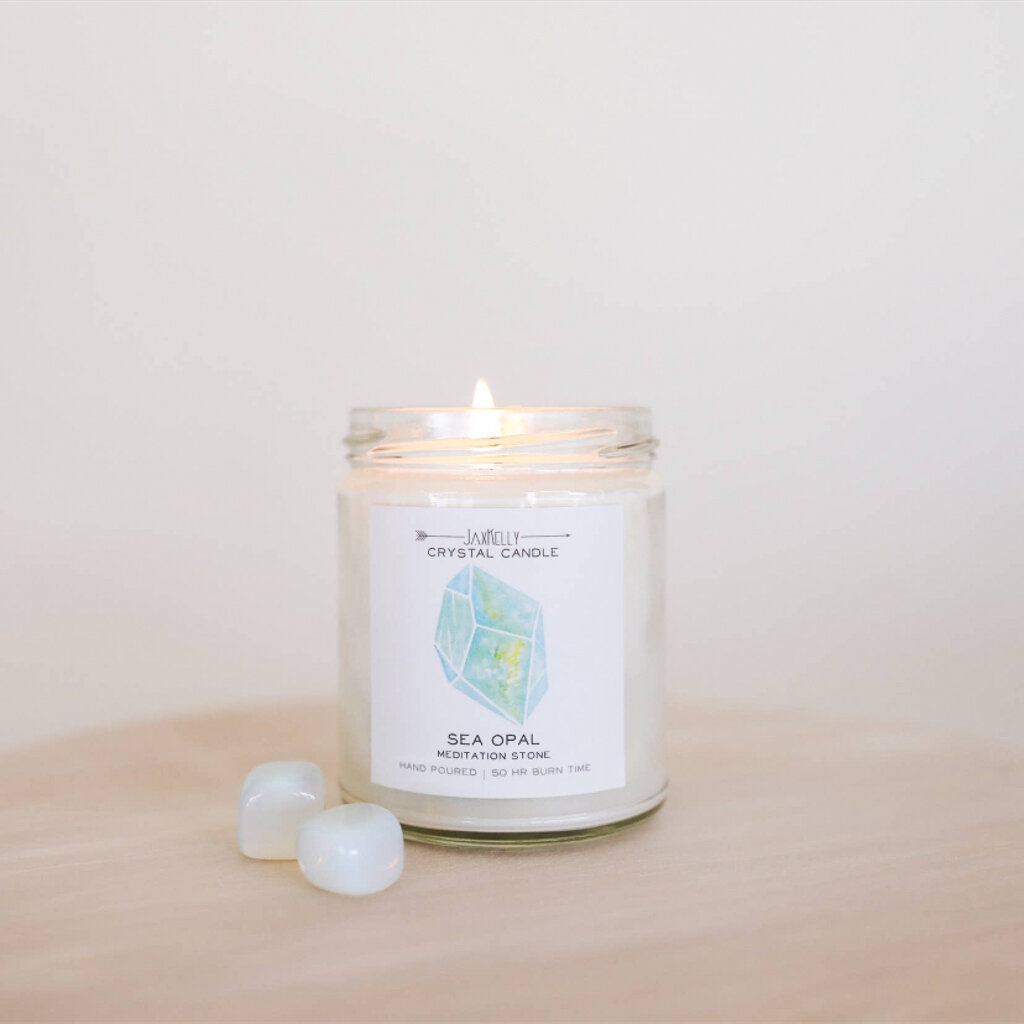 Sea Opal Crystal Candle: Meditation