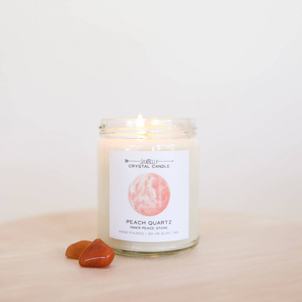 Peach Quartz Crystal Candle: Inner Peace