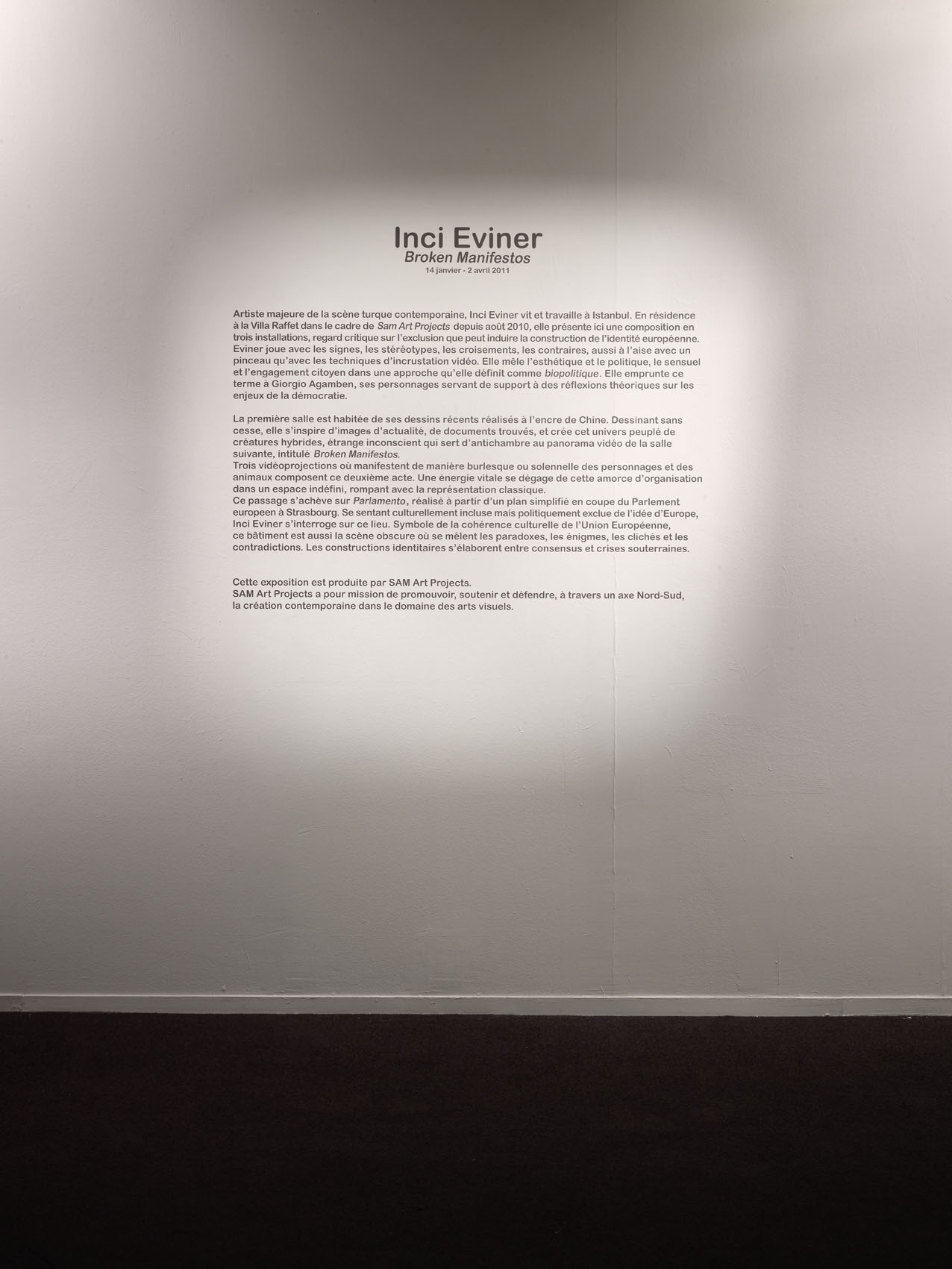 Vue de l’exposition de Inci Eviner “Broken Manifestos”, MAMVP.