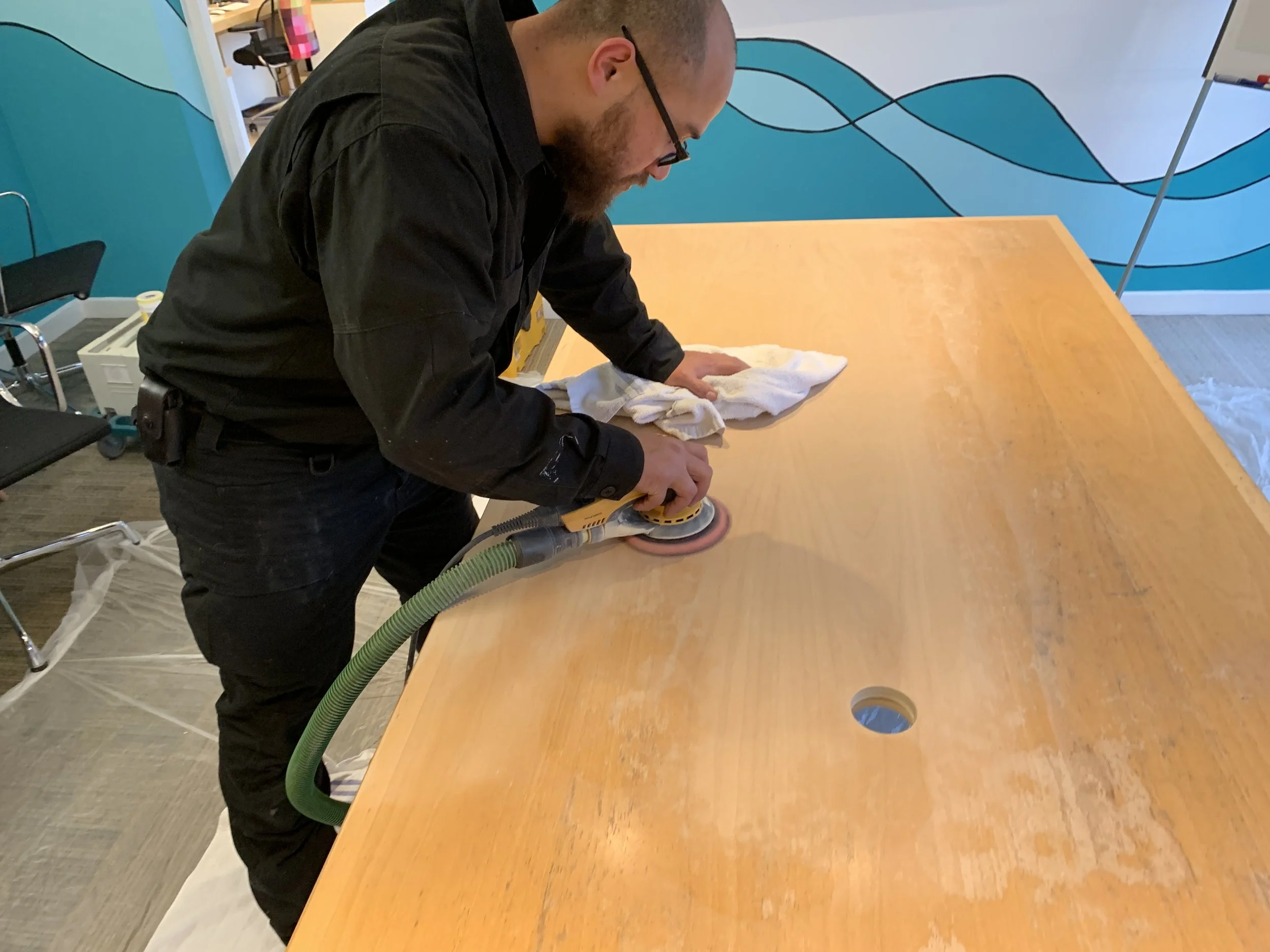 Boardroom table surface repair
