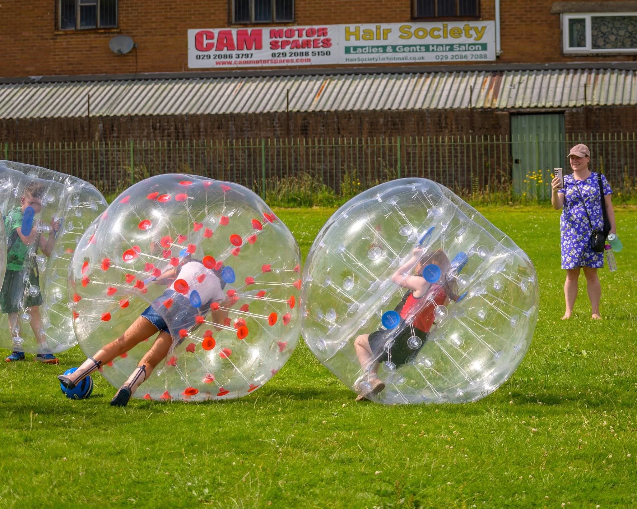 Youth attack one another in giant orb balls at Caerphilly