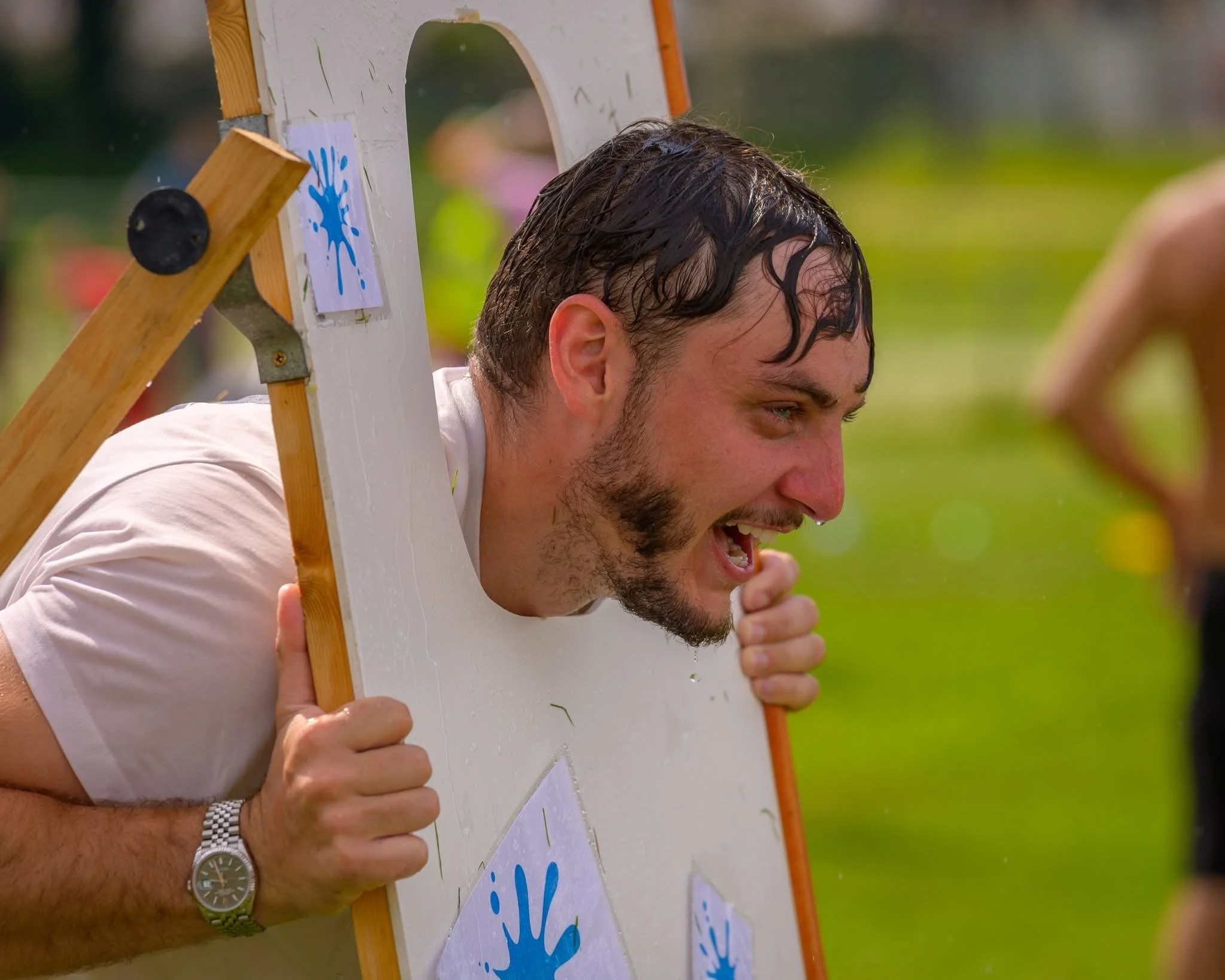 Young man gets wet sponges thrown at Caerphilly