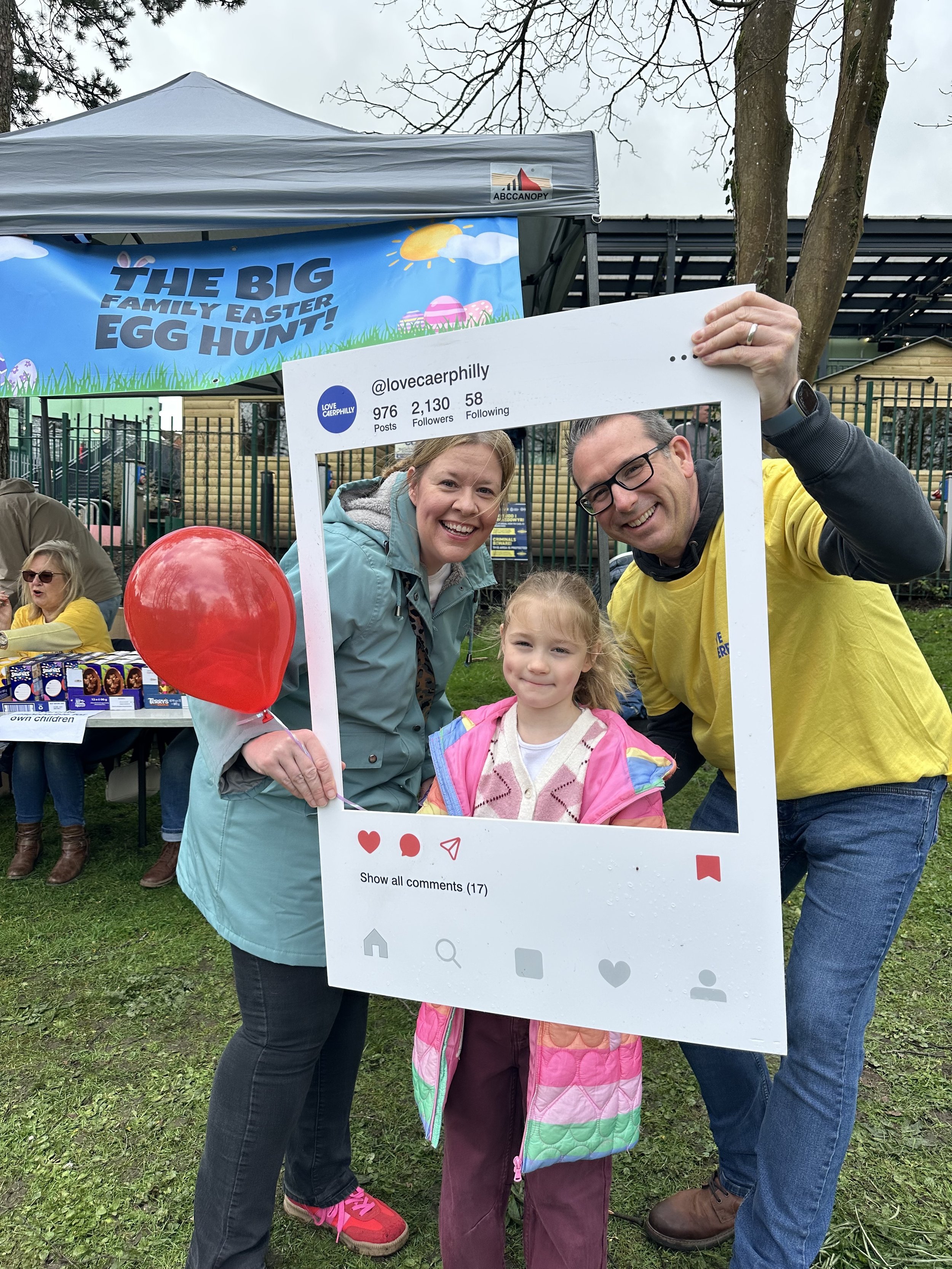 Young family celebrate Easter at Caerphilly