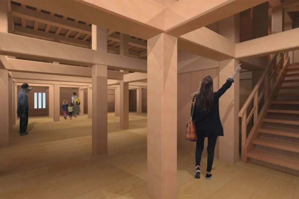 Digital rendering of Kun-Yagura interior, Fukui, Japan (2025). Via NTV (color-corrected and cropped).