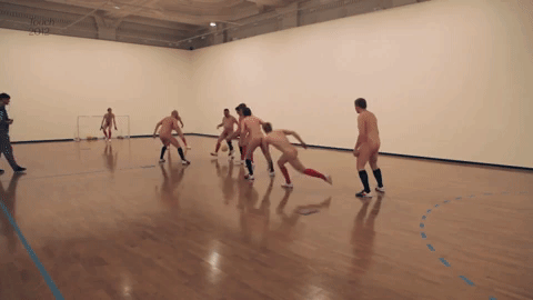 Touch, performance, by Eddie Peake, Royal Academy, London, Britain (2012). Via White Cube.