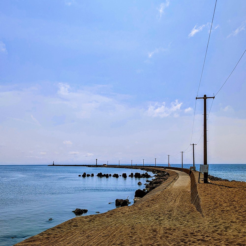  Mikuni Port Essel Jetty, designed by Dutch civil engineers George Arnold Escher (Essel) and Johannis de Rijke, completed in 1882, in Mikuni, Sakai City, Fukui Prefecture, Japan (2022). 