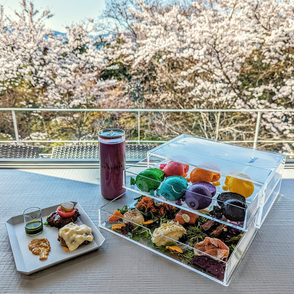  Burger box at Bubbles Burger, Asuwa Mountain, Fukui City, Fukui Prefecture, Japan (2022). Photo by Danny With Love. 