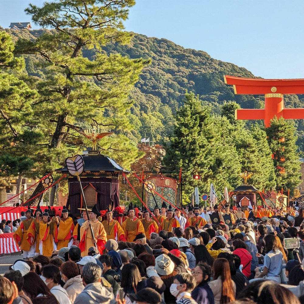  The parade of Jidai Matsuri (“Festival of the Ages”) passes through Okazaki Park, Kyoto, Japan (2023). Photo by Danny With Love. 