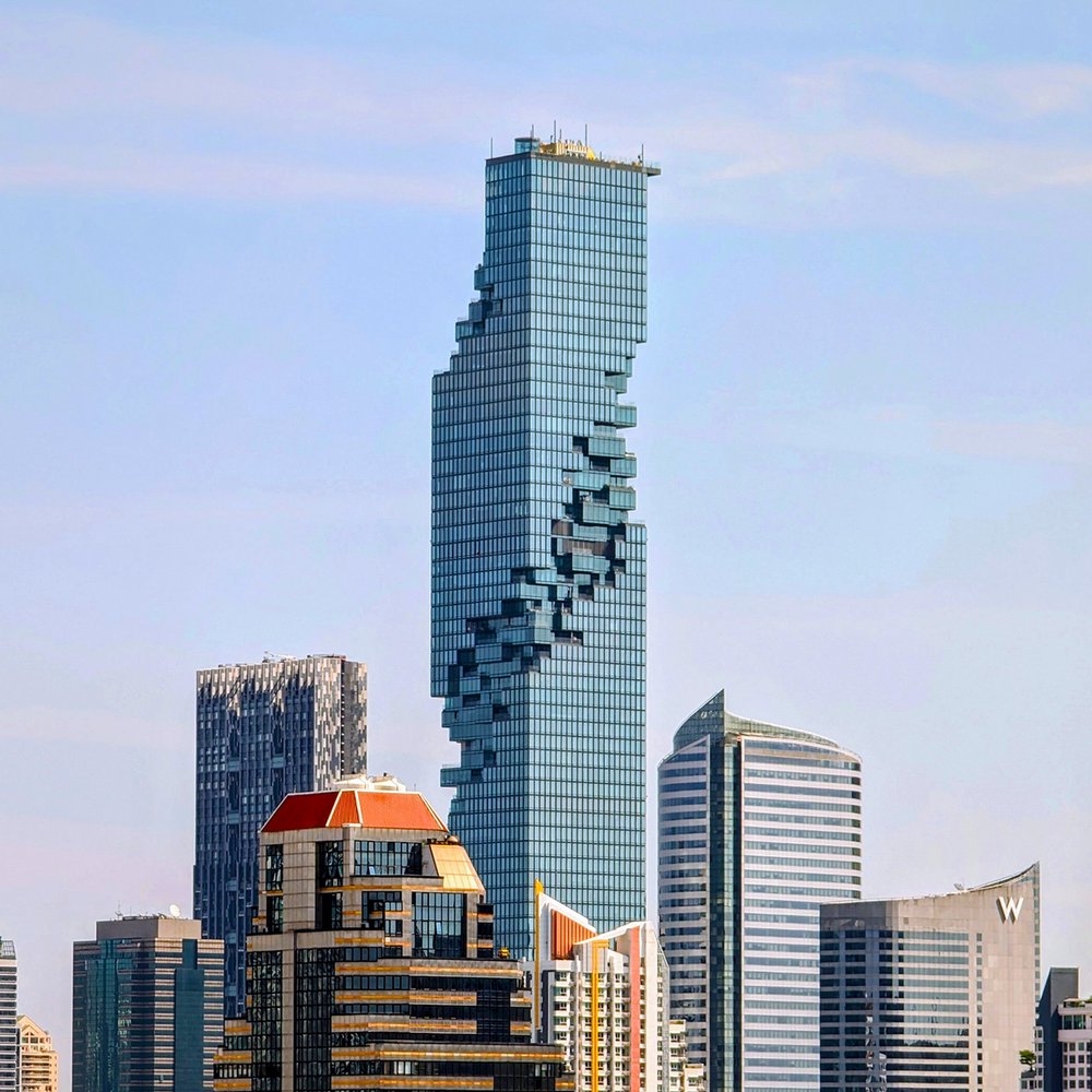  View of landmark skyscraper King Power Mahanakhon (“Great Metropolis”) from Royal Orchid Sheraton Hotel, Bangkok, Thailand (2022). Photo by Danny With Love. 