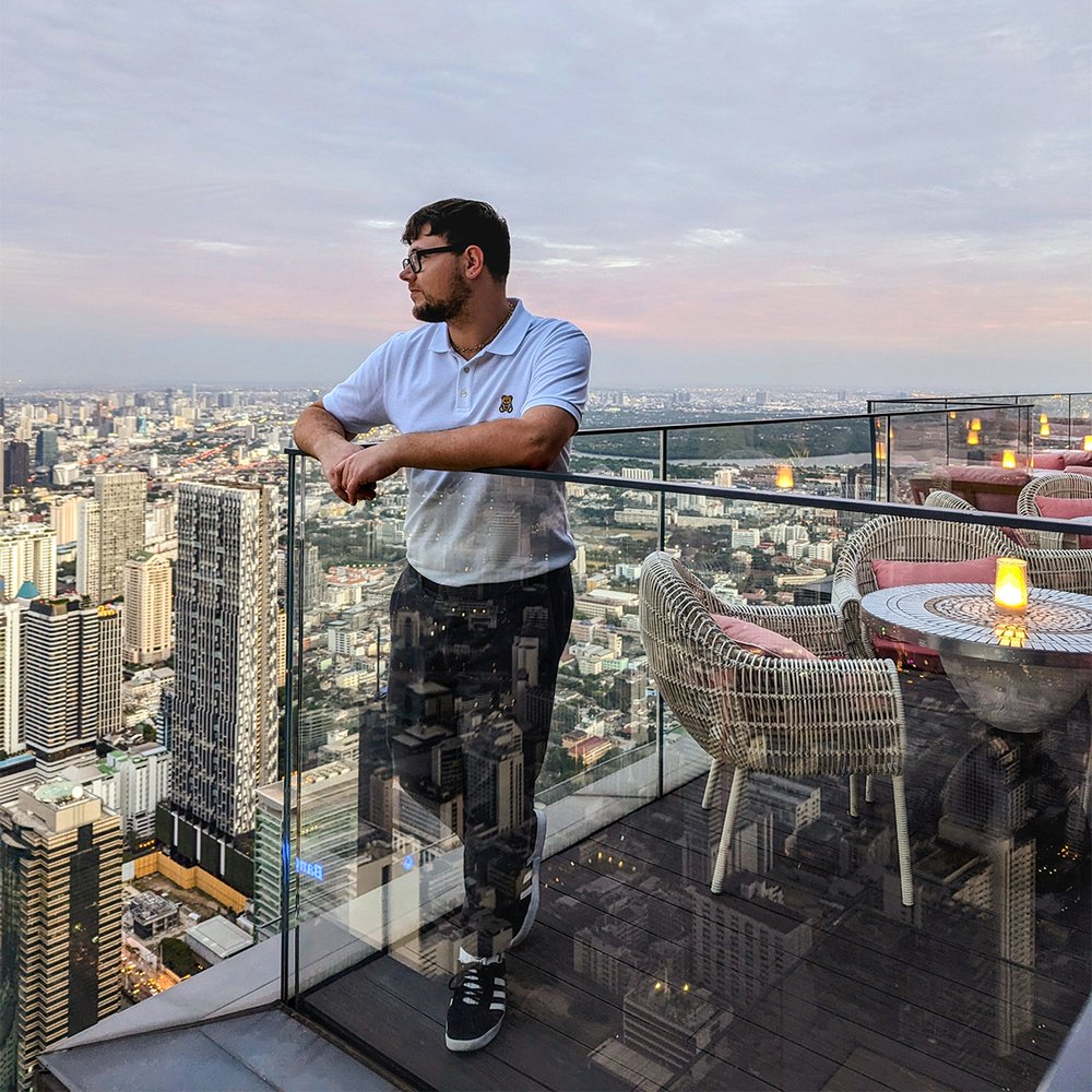  Posing at Ojo Bangkok in King Power Mahanakhon, Bangkok, Thailand (2023). 