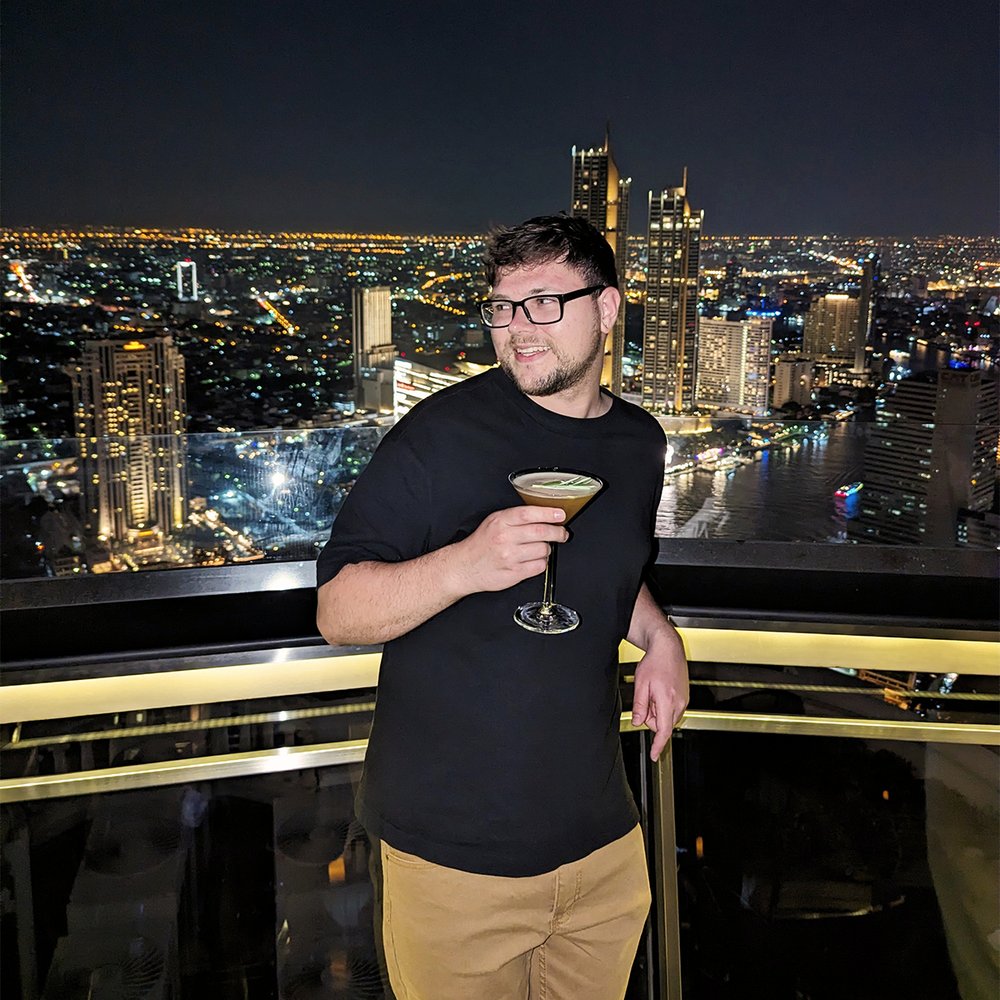  Posing at State Tower’s Sky Bar, a filming location for  Hangover Part II , Bangkok, Thailand (2023). 