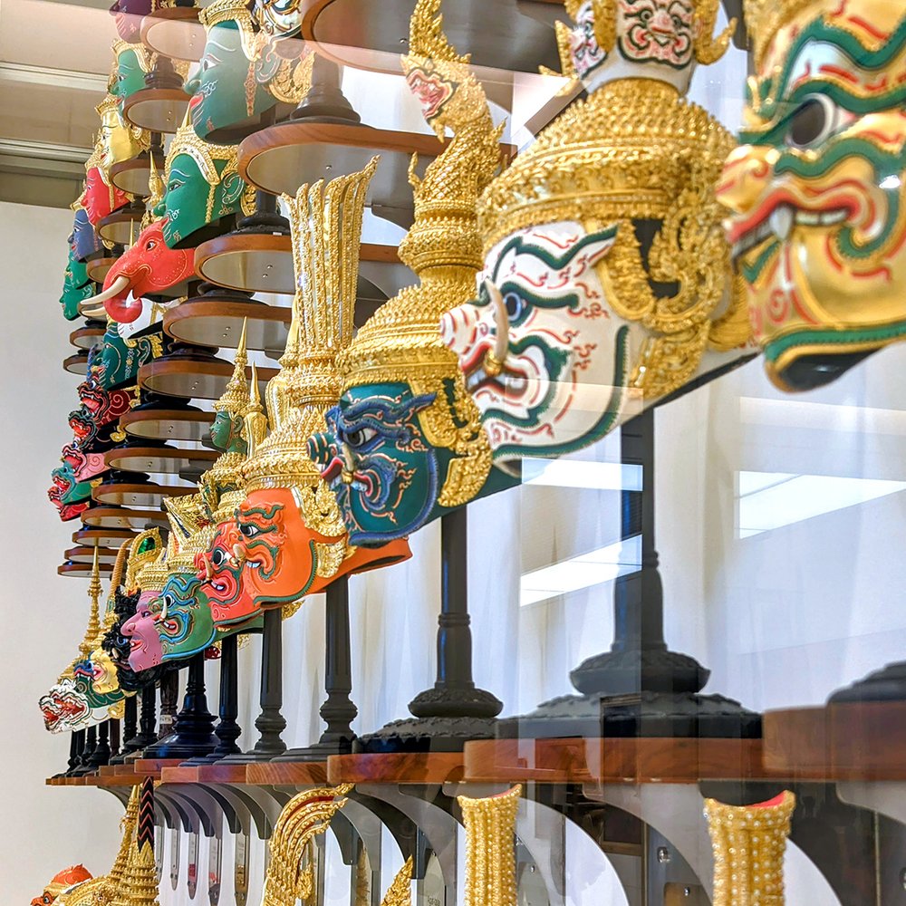  Hua Khon, or traditional Thai masks, on display at the Museum of Contemporary Art (MOCA), Bangkok, Thailand (2024). Photo by Danny With Love. 