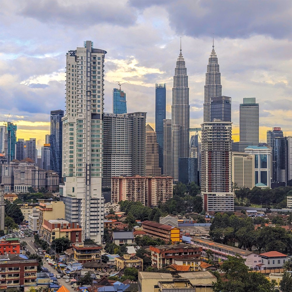  View of the city skyline featuring the Petronas Twin Towers from Hilton Garden Inn North, Kuala Lumpur, Malaysia (2023). Photo by Danny With Love. 