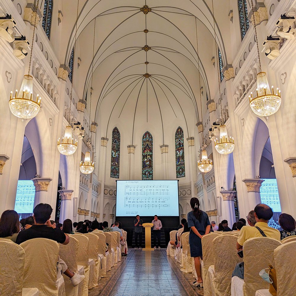  Interior of Chijmes Hall, featured in Crazy Rich Asians, Singapore (2023). Photo by Danny With Love. 