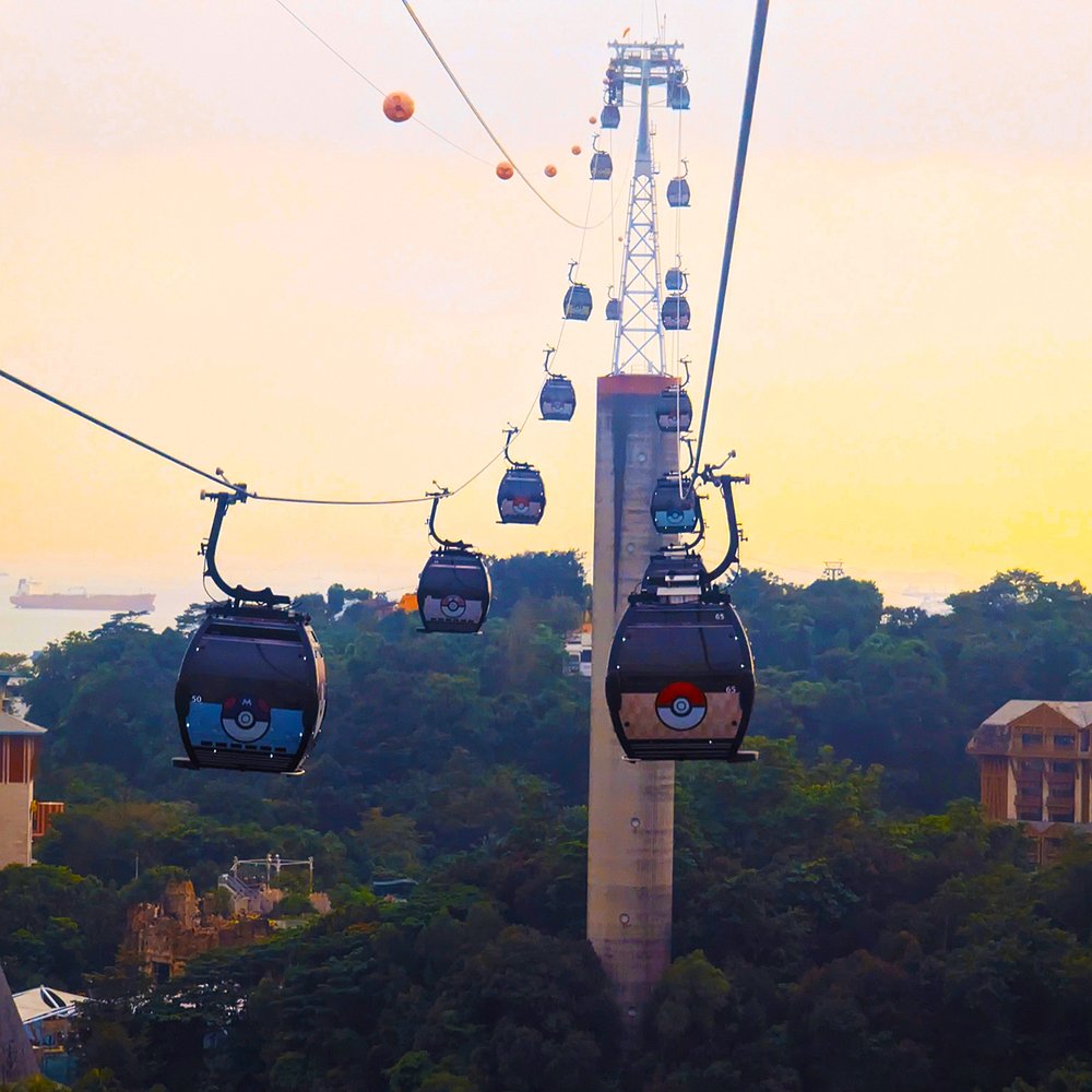  Pokémon-decorated cable cars running from mainland Singapore to Sentosa Island, Singapore (2023). Photo by Danny With Love. 