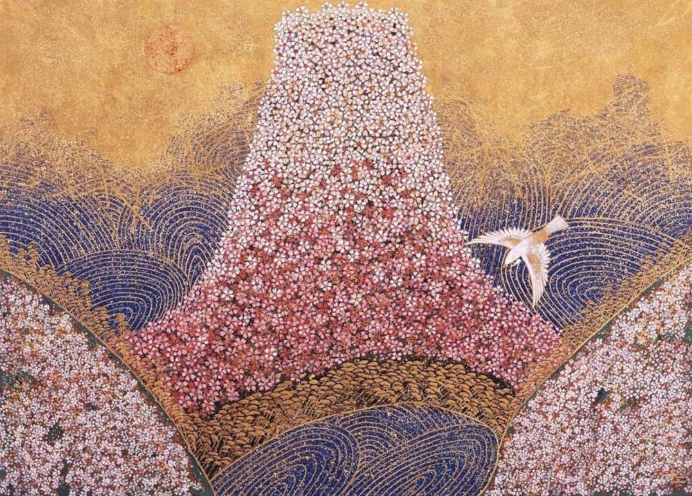   Flower Fuji Drawing , painting, by Reiji Hiramatsu [平松 礼二] (2008).  Via Google Arts &amp; Culture (color-corrected).  