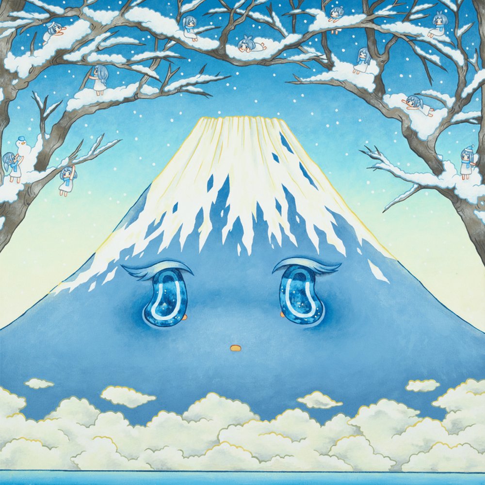  Mt Fuji Winter Morning , acrylic on canvas, by Ryoko Kaneda [金田 涼子] (2023).  Via Artsy.  
