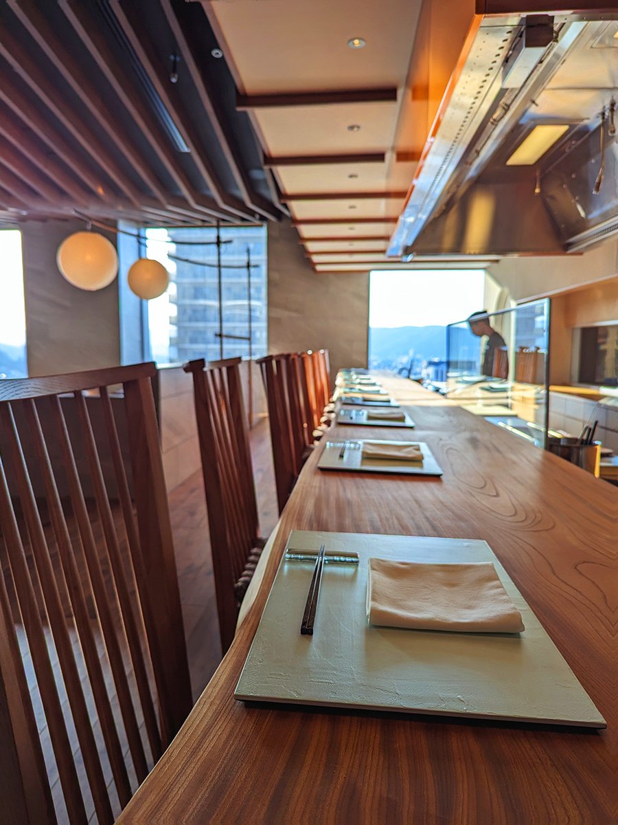  View of the  omakase  (fine dining) restaurant Fukui on the 15th floor, Courtyard by Marriott Fukui, Fukui, Japan (2024). Photo by Danny With Love. 