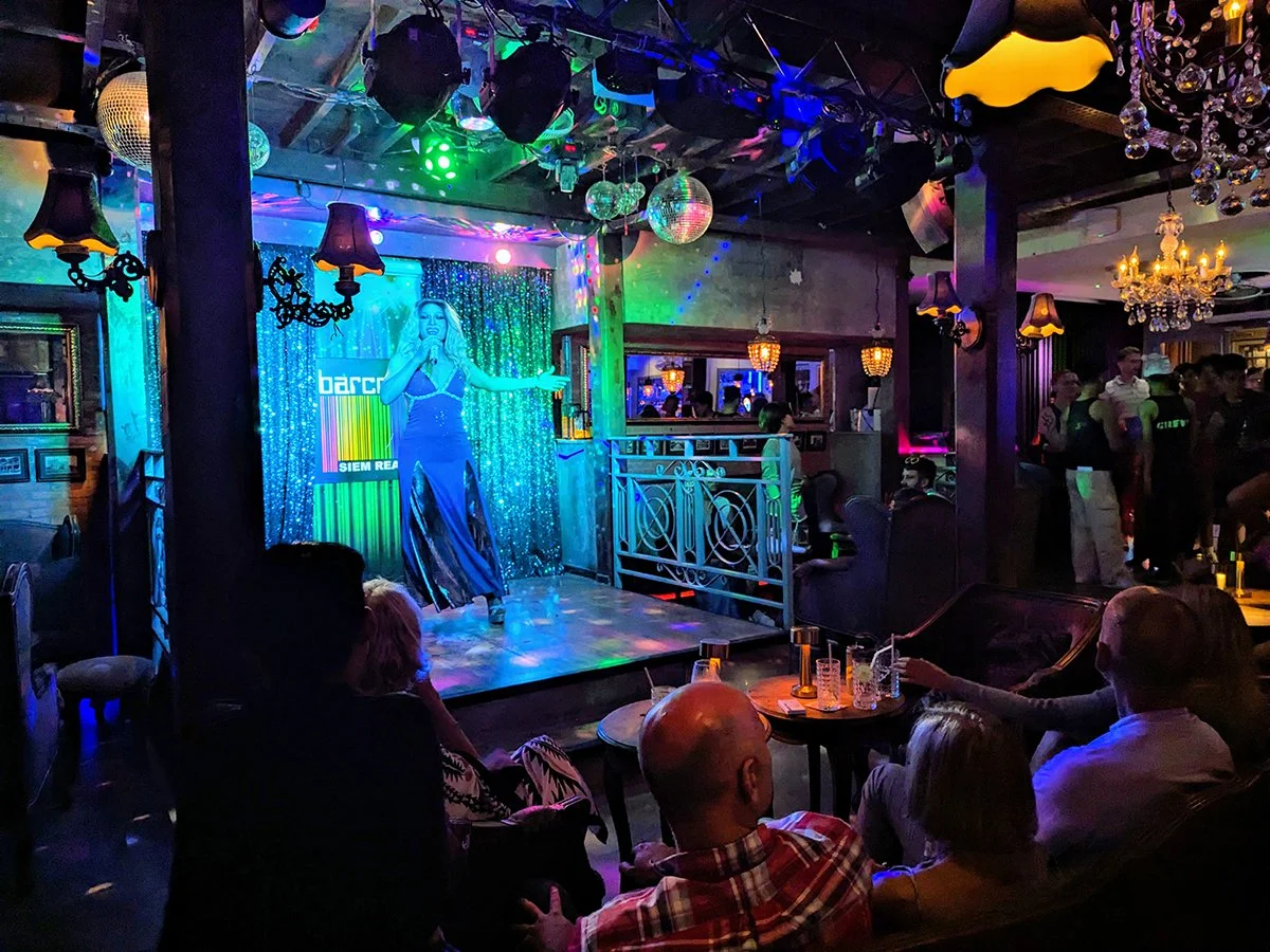 A drag queen performs at gay bar Barcode, Siem Reap, Cambodia (2025). Photo by Danny With Love.