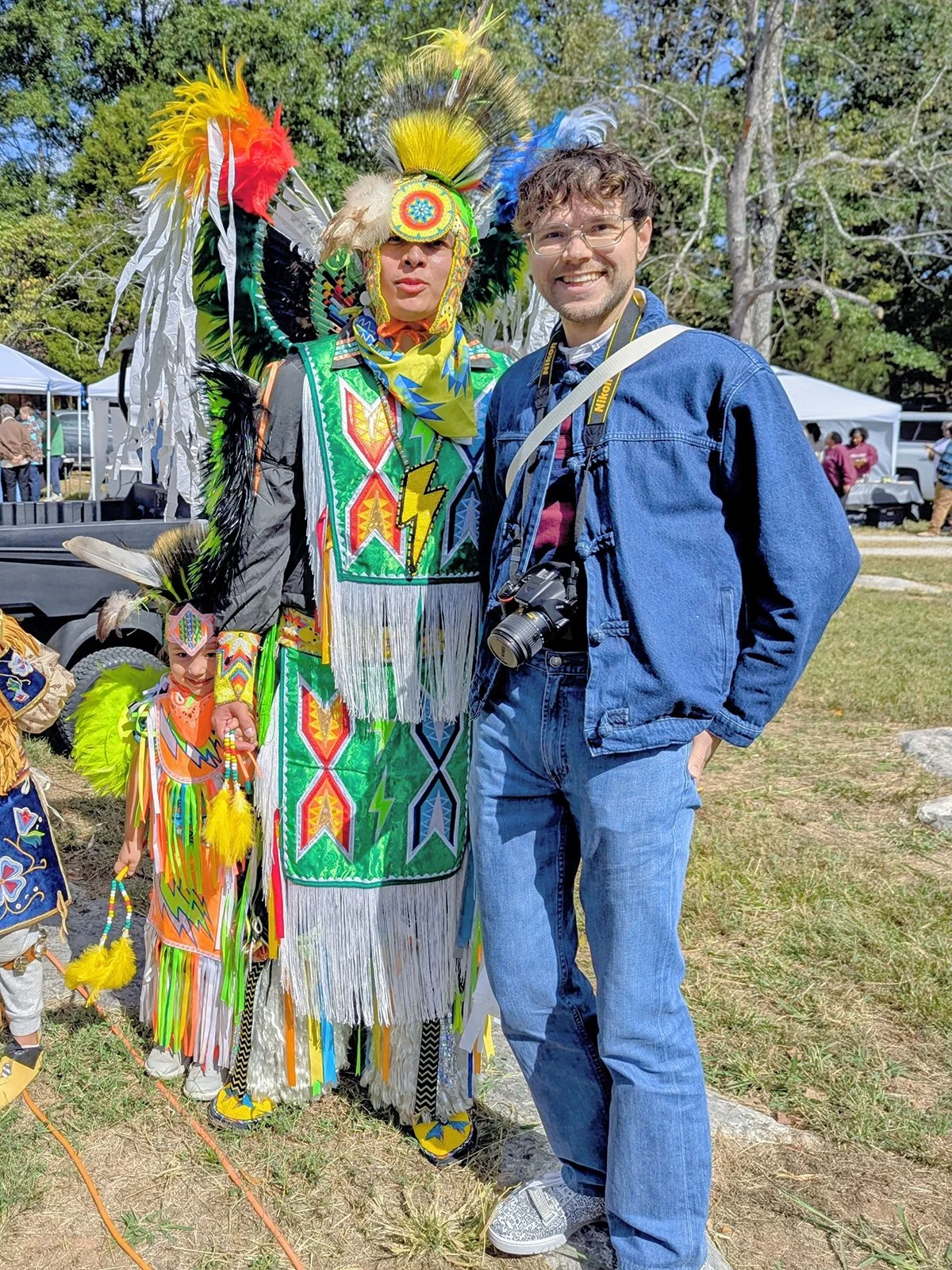 Posing with Jonathan Jumper at the 45th Annual Indian Education Tennessee Pow Wow, Long Hunter State Park, Nashville, Tennessee, United States (2026).