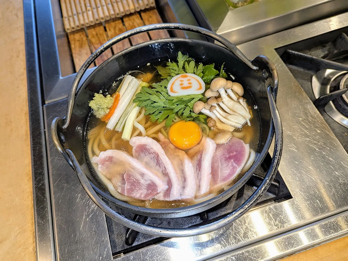 Komatsu udon hot pot with duck, Nakasa Nakaten Jonan Branch, Komatsu, Ishikawa, Japan (2026). Photo by Danny With Love.