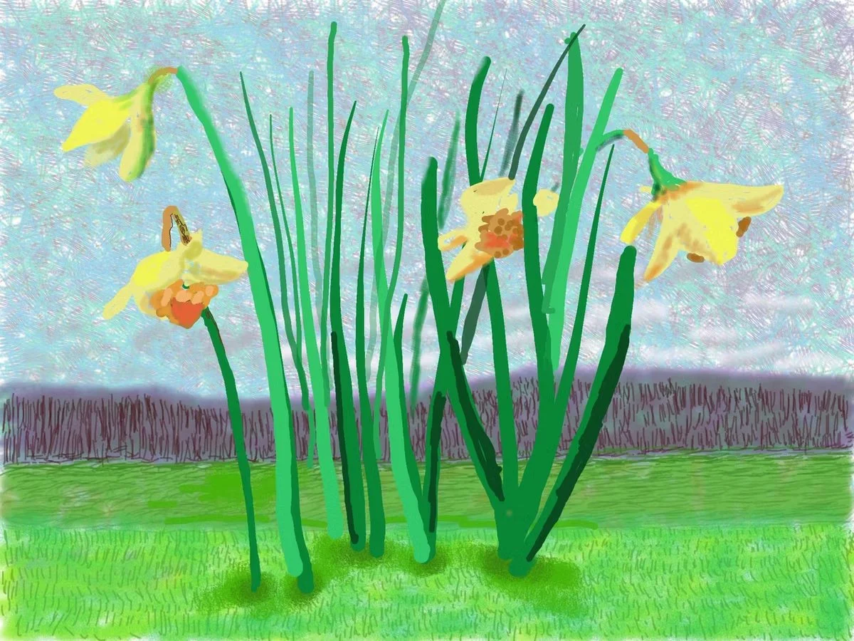 Do Remember They Can’t Cancel the Spring, digital illustration, by David Hockney (2020). Via The Art Newspaper.