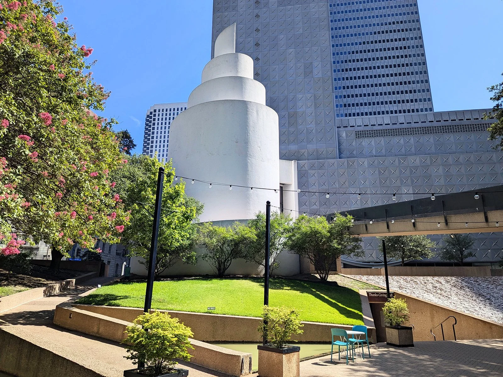 View of Thanks-Giving Square from the middle of the sunken garden, Dallas, Texas, United States (2026). Photo by Danny With Love.