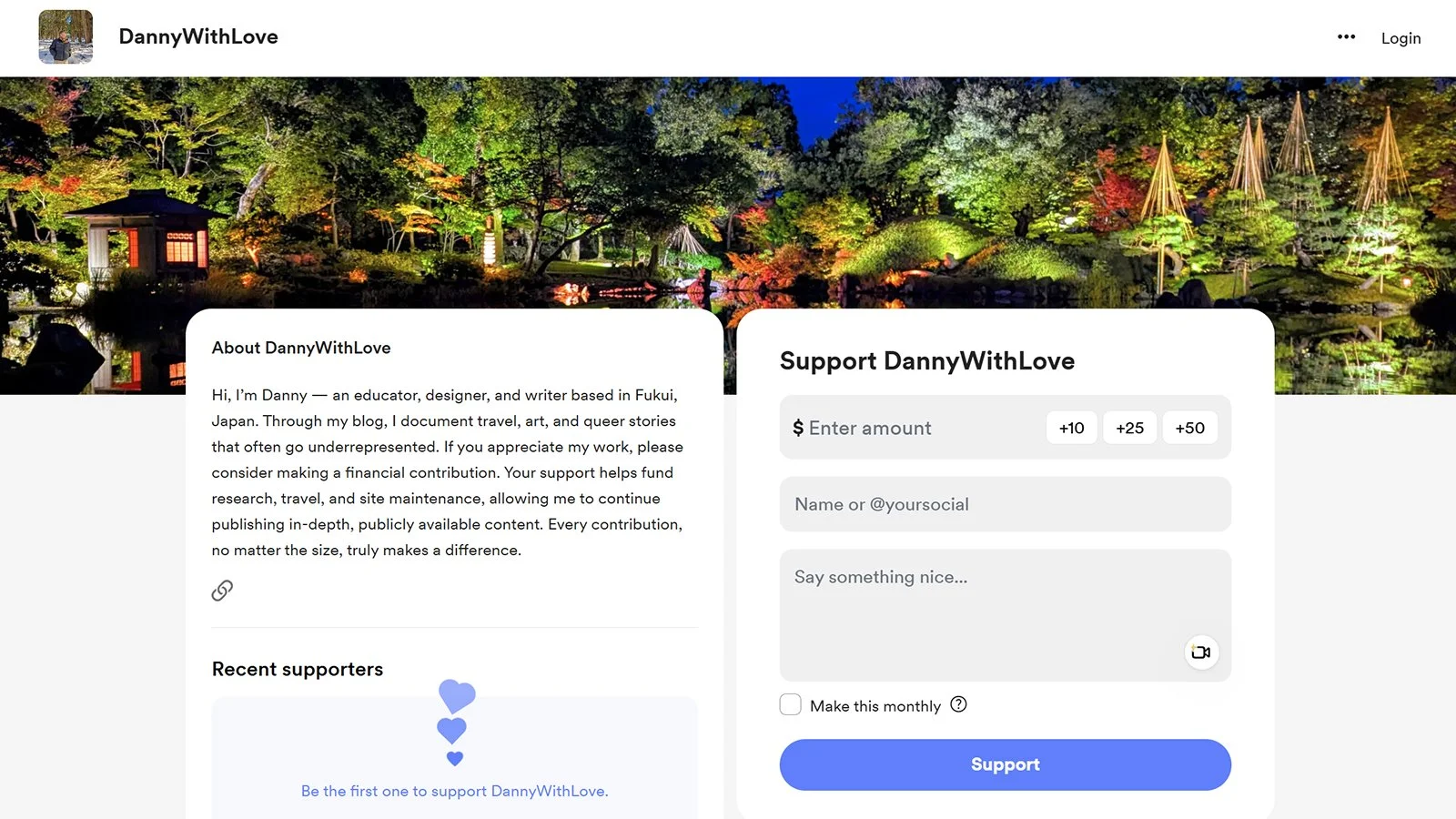 My new site on Buy Me a Coffee (2025). Via Buy Me a Coffee.